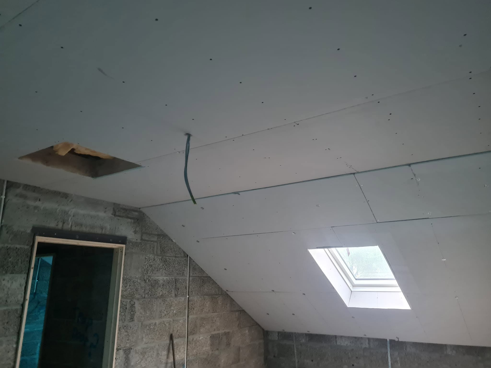 Plasterboard walls prepared for final decoration