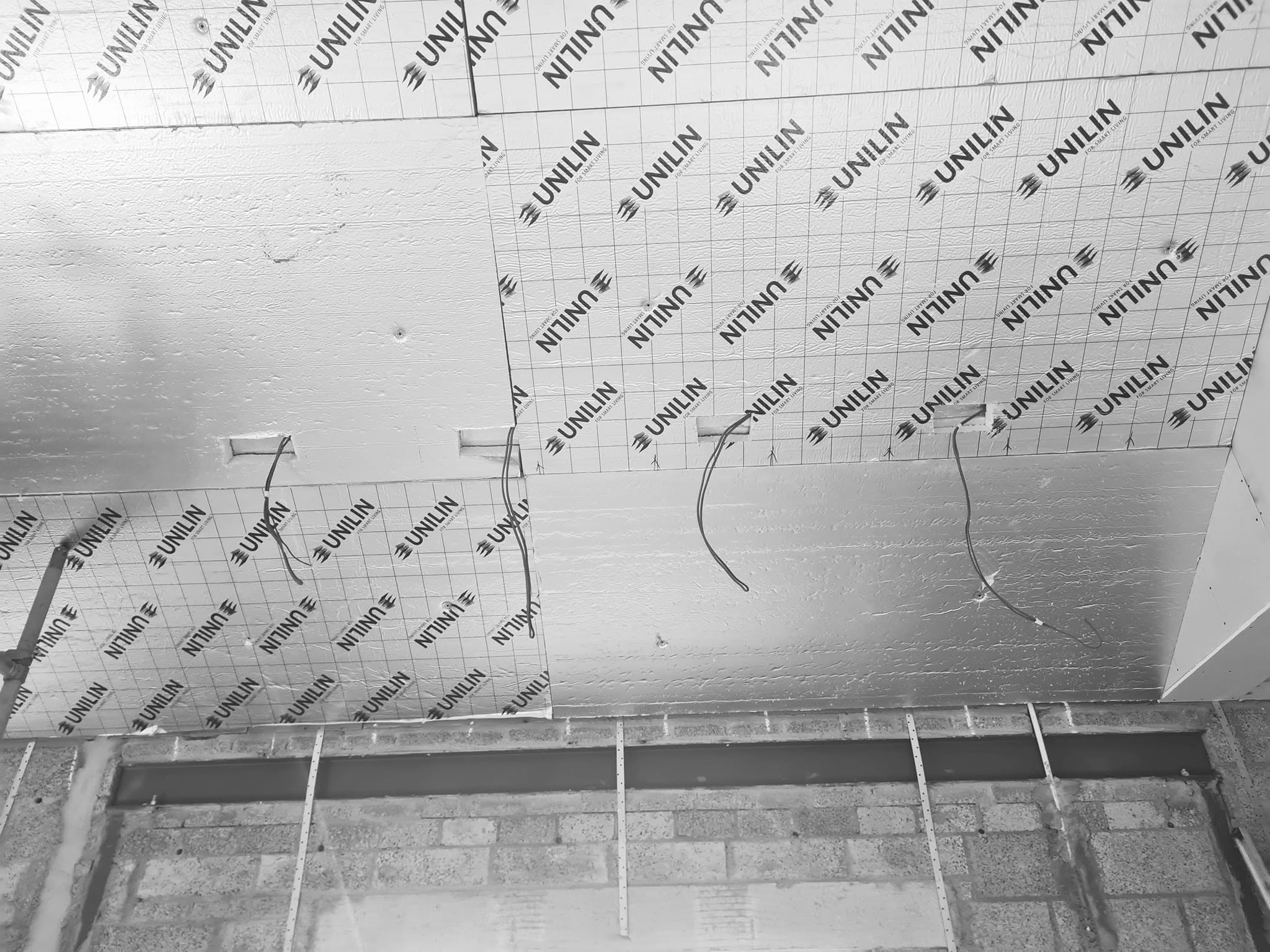 Professional plasterboarding during commercial construction project